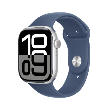 Watch Series 10 - Bracelet Sport boitier Argent et bracelet Denim