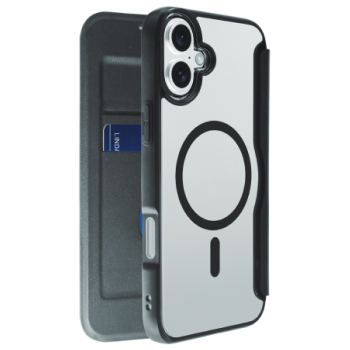 Etui folio Tiger Case noir MagSafe pour iPhone 16 Plus