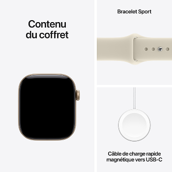 Apple Watch Series 12 - Bracelet Sport boitier Or clair et bracelet Sable