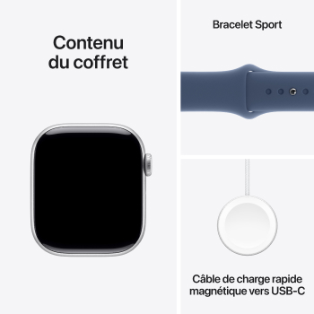 Watch Series 10 - Bracelet Sport boitier Argent et bracelet Denim