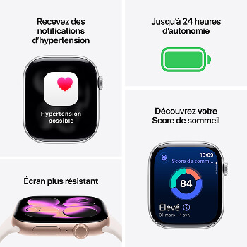 Apple Watch Series 11 - Bracelet Sport boitier Gris Sidéral et bracelet Noir