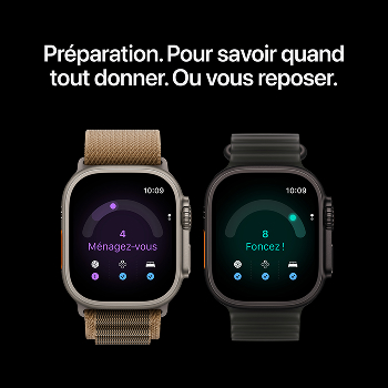 Apple Watch Ultra 4 - Bracelet Océan boitier Noir et bracelet Noir Translucide