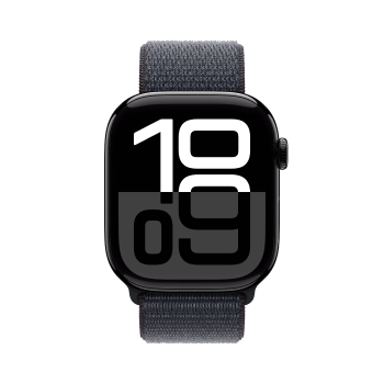 Apple Watch Series 10 - Boucle Sport boitier Noir de jais et bracelet Encre violette