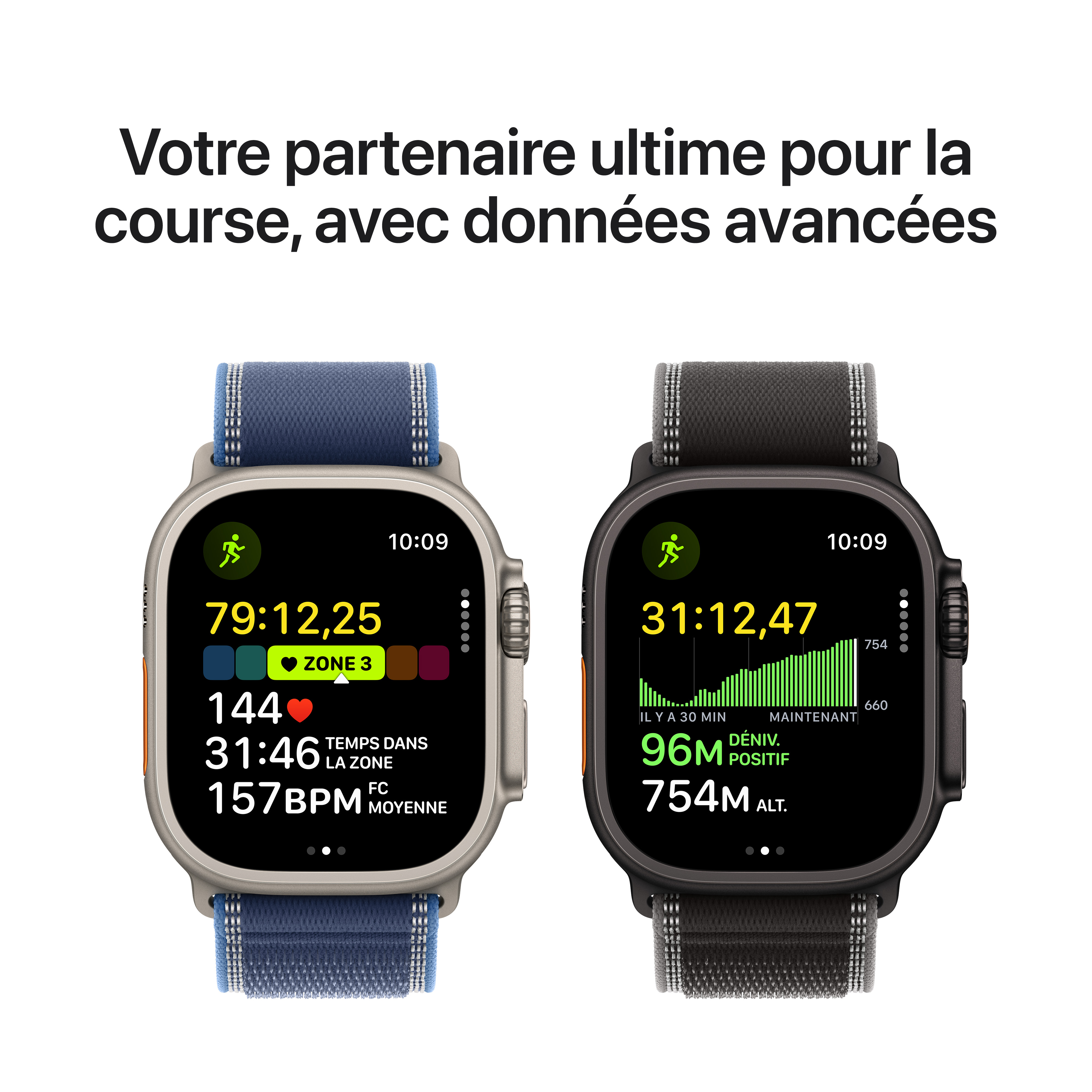 Apple Watch Ultra 3 - Boucle Océan boitier Noir titane et bracelet Océan Noir