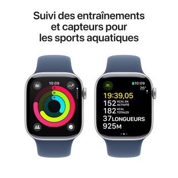 Watch Series 10 - Bracelet Sport boitier Argent et bracelet Denim