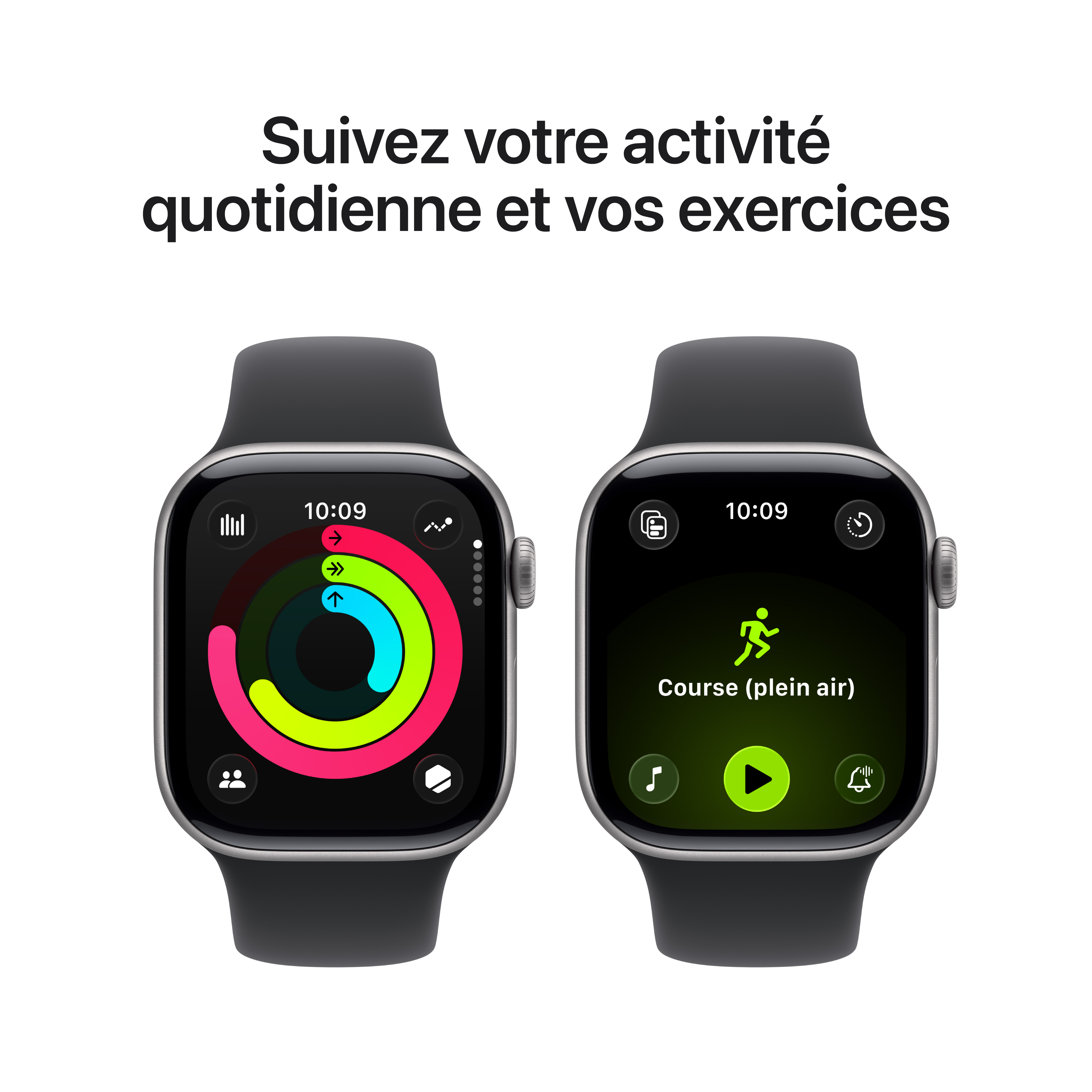 Apple Watch Series 11 - Bracelet Sport boitier Gris Sidéral et bracelet Noir