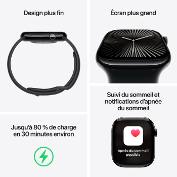 Watch Series 10 - Bracelet Sport boitier Noir de jais et bracelet Noir