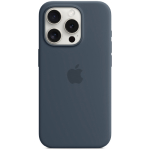 SFR-Coque silicone MagSafe bleu orage pour iPhone 15 Pro