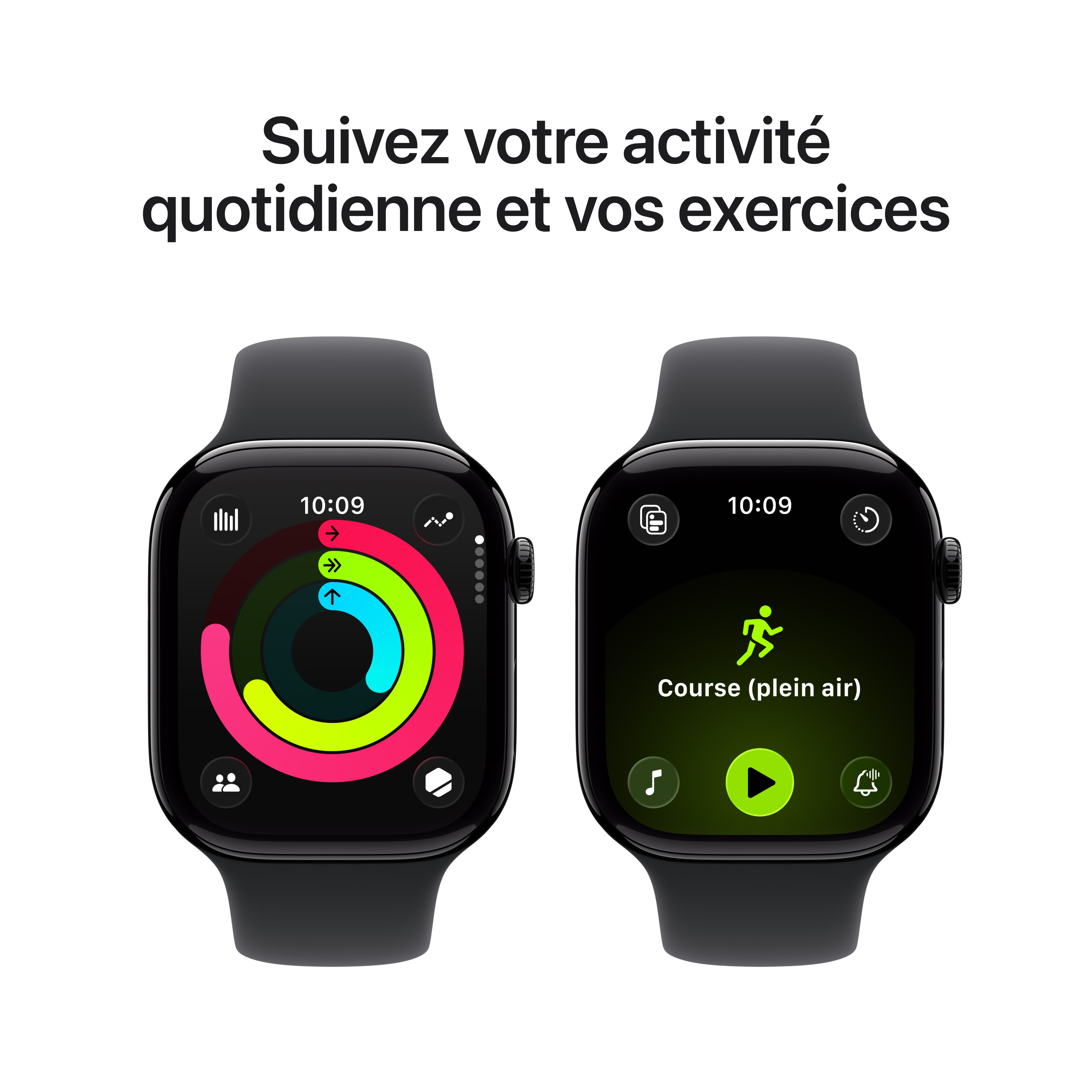 Apple Watch Series 11 - Bracelet Sport boitier Noir de Jais et bracelet Noir