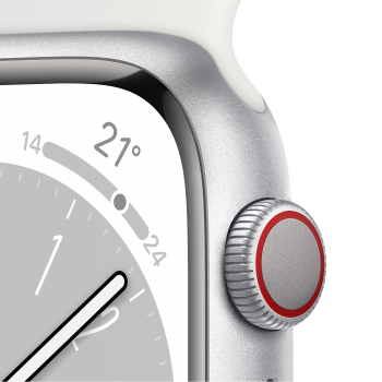 Apple Watch Series 8 boitier Argent et bracelet Blanc