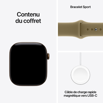 Apple Watch Series 12 - Bracelet Sport boitier Bronze sombre et bracelet Olive