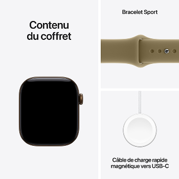 Apple Watch Series 12 - Bracelet Sport boitier Bronze sombre et bracelet Olive