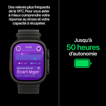 Apple Watch Ultra 4 - Bracelet Océan boitier Noir et bracelet Noir Translucide