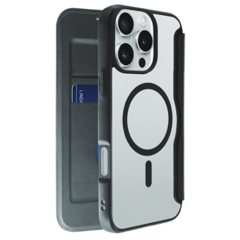 Etui folio Tiger Case noir MagSafe pour iPhone 16 Pro Max