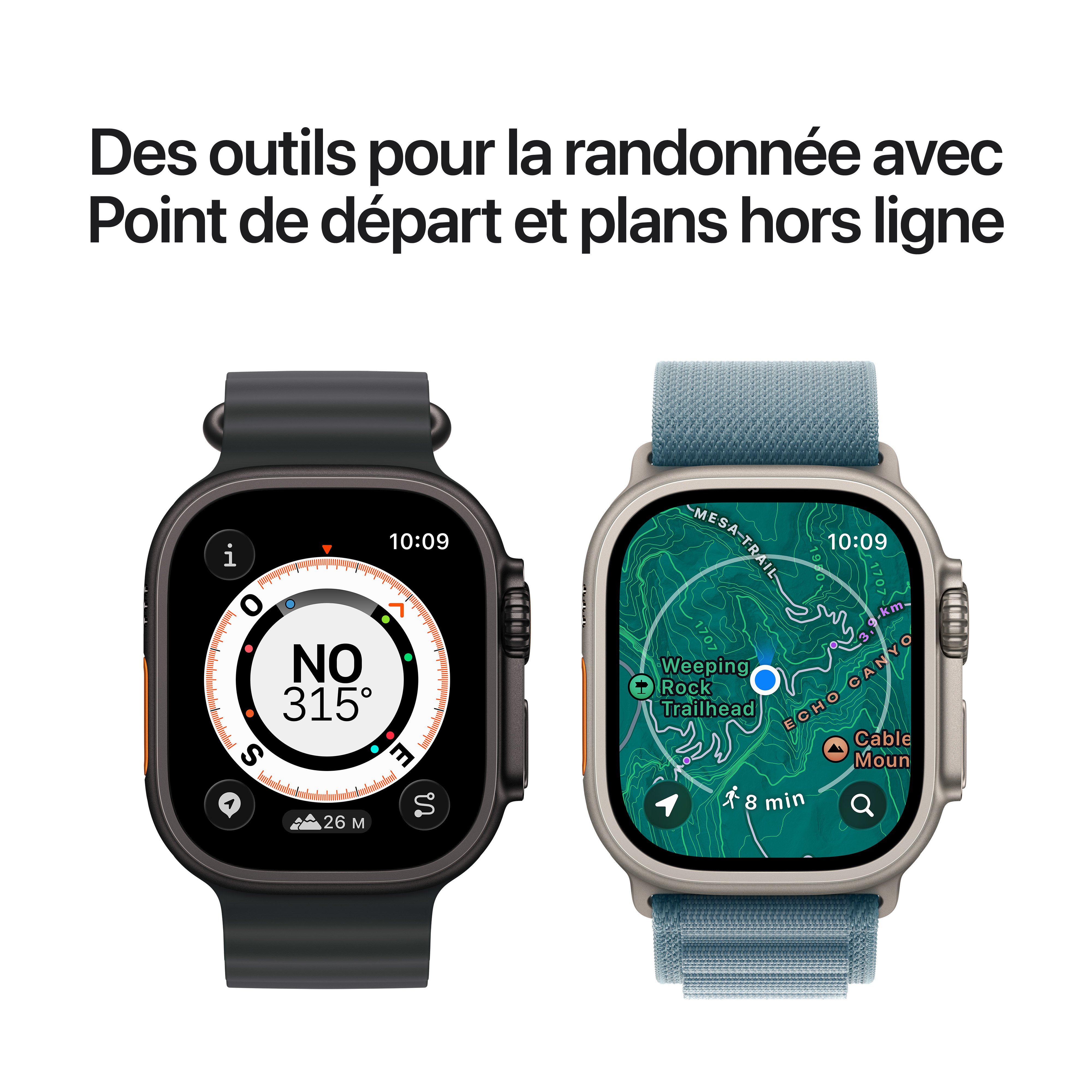 Apple Watch Ultra 3 - Boucle Trail boitier Noir titane et bracelet Noir