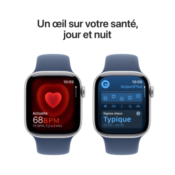 Watch Series 10 - Bracelet Sport boitier Argent et bracelet Denim
