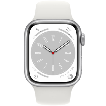 Apple Watch Series 8 boitier Argent et bracelet Blanc