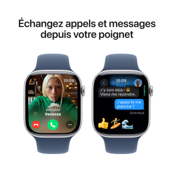Watch Series 10 - Bracelet Sport boitier Argent et bracelet Denim