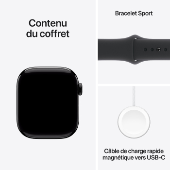 Watch Series 10 - Bracelet Sport boitier Noir de jais et bracelet Noir