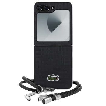 Coque Lacoste Petité Piqué noir + bandoulière pour Samsung Galaxy Z Flip6