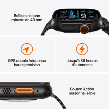 Apple Watch Ultra 2 - Boucle Océan boitier Noir et bracelet Océan noir