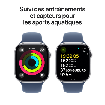 Watch Series 10 - Bracelet Sport boitier Argent et bracelet Denim
