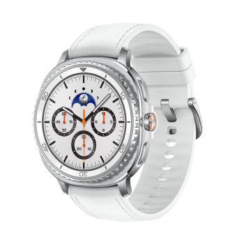Samsung Galaxy Watch8 Classic boitier Argent et bracelet Blanc