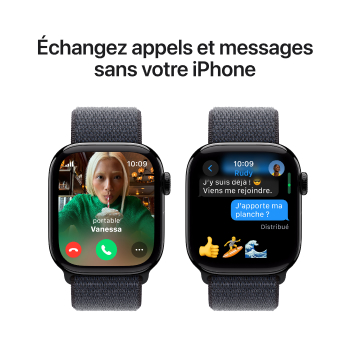 Apple Watch Series 10 - Boucle Sport boitier Noir de jais et bracelet Encre violette