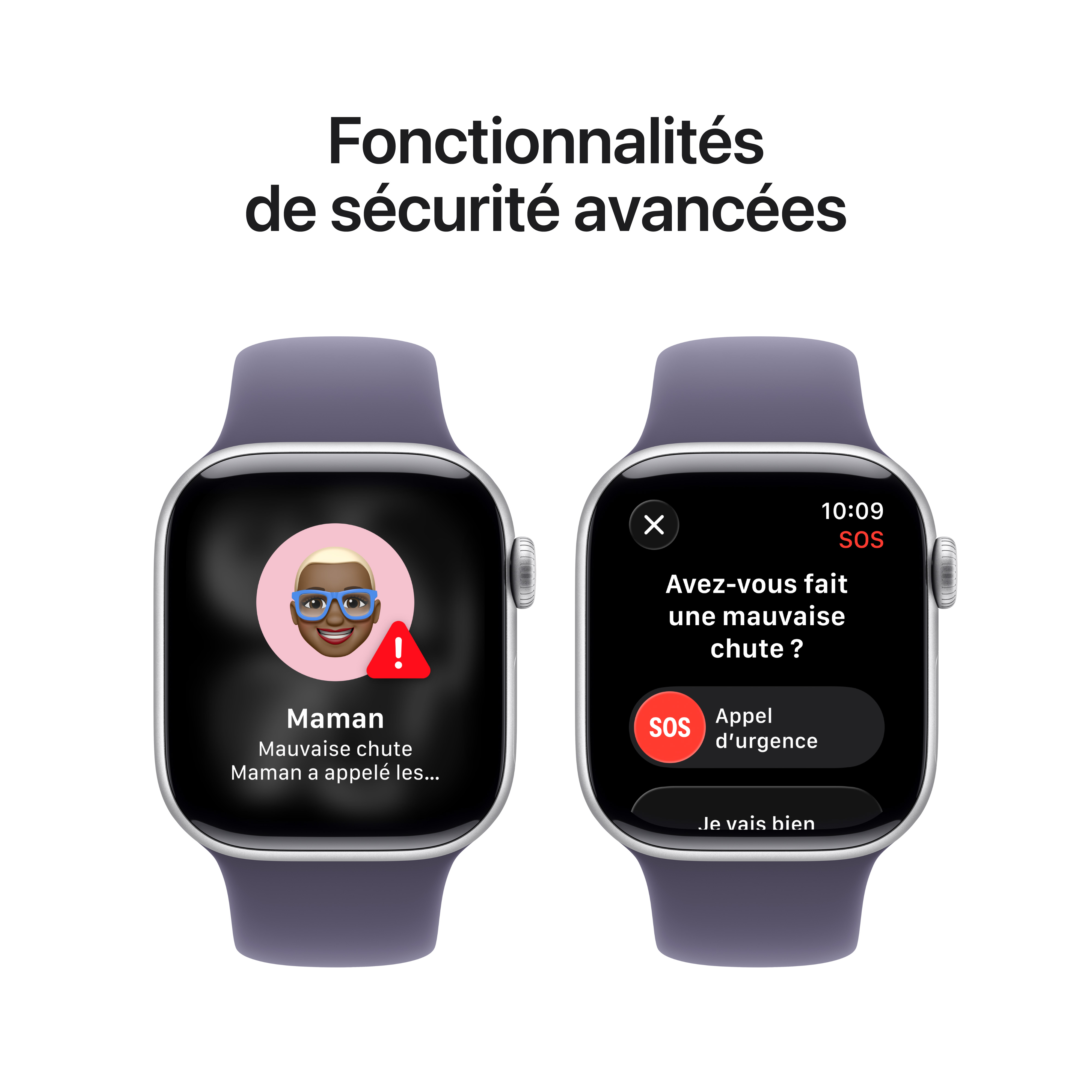 Apple Watch Series 11 - Bracelet Sport boitier Argent et bracelet Violet