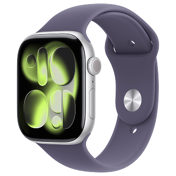 Apple Watch Series 11 - Bracelet Sport boitier Argent et bracelet Violet