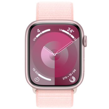 Apple Watch Series 9 - Boucle Sport boitier Rose et bracelet Rose