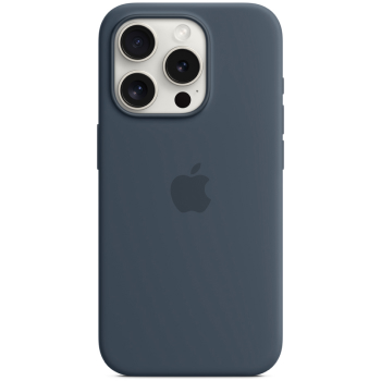 Coque silicone MagSafe bleu orage pour iPhone 15 Pro