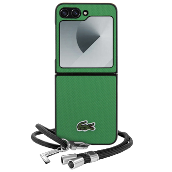 Coque Lacoste Petité Piqué vert + bandoulière pour Samsung Galaxy Z Flip6