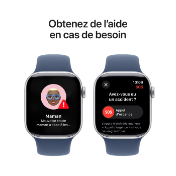 Watch Series 10 - Bracelet Sport boitier Argent et bracelet Denim