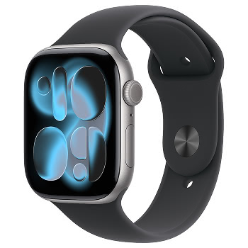 Apple Watch Series 11 - Bracelet Sport boitier Gris sidéral et bracelet Noir