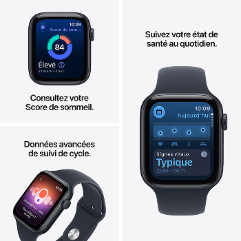 Apple Watch SE 3 - Bracelet Sport boitier Minuit et bracelet Bleu marine