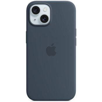 Coque silicone MagSafe bleu orage pour iPhone 15