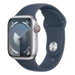 SFR-Apple Watch Series 9 4G 41mm Aluminium Argent avec Bracelet Sport Bleu Orage (S/M)