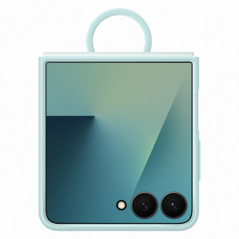 Coque en silicone vert d'eau avec anneau pour Samsung Galaxy Z Flip7