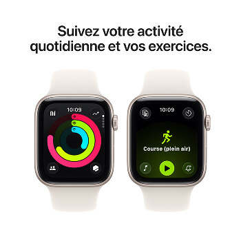 Apple Watch SE 3 - Bracelet Sport boitier Lumière Stellaire et bracelet Lumière Stellaire