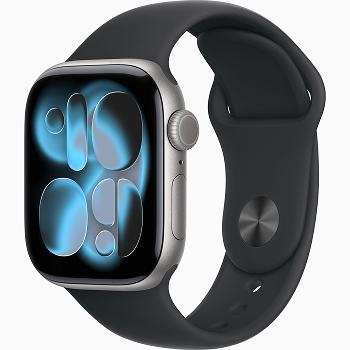Apple Watch Series 11 - Bracelet Sport boitier Gris Sidéral et bracelet Noir