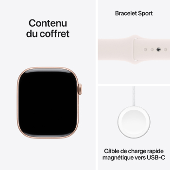 Watch Series 10 - Bracelet Sport boitier Or Rose et bracelet Rose Tendre
