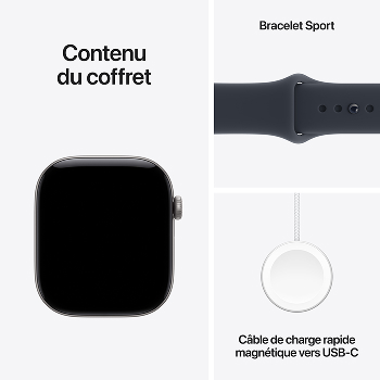 Apple Watch Series 12 - Bracelet Sport boitier Gris sidéral et bracelet Bleu marine