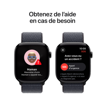 Apple Watch Series 10 - Boucle Sport boitier Noir de jais et bracelet Encre violette