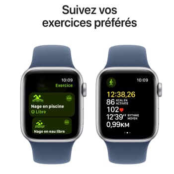 Watch SE boitier Argent et bracelet Denim