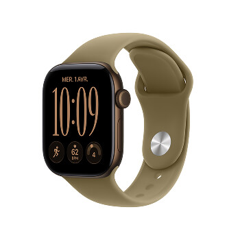 Apple Watch Series 12 - Bracelet Sport boitier Bronze sombre et bracelet Olive