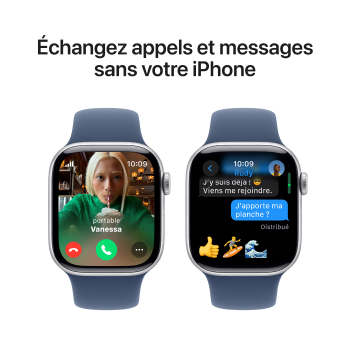 Watch Series 10 - Bracelet Sport boitier Argent et bracelet Denim