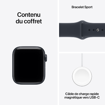 Apple Watch SE 3 - Bracelet Sport boitier Minuit et bracelet Bleu marine