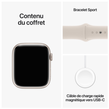 Watch Series 9 - Bracelet Sport boitier Blanc et bracelet Blanc
