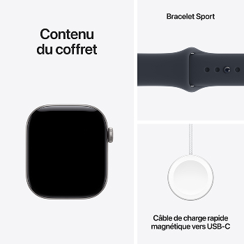 Apple Watch Series 12 - Bracelet Sport boitier Gris sidéral et bracelet Bleu marine